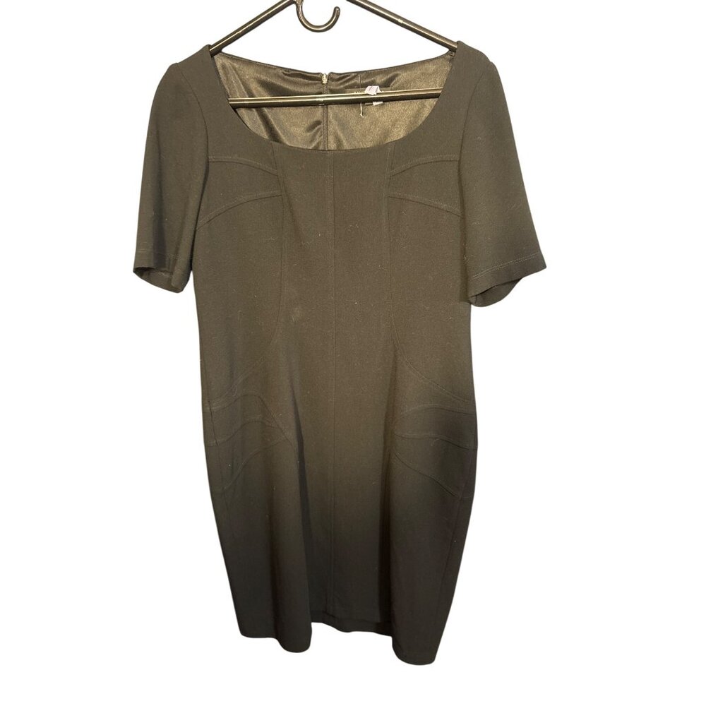 David Meister Black Short Sleeve Sheath Dress Size 10 Womens Elegant Office Wear